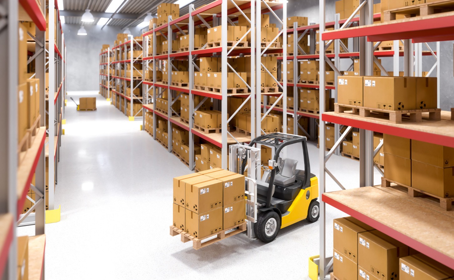 Warehouse with organized storage solutions.